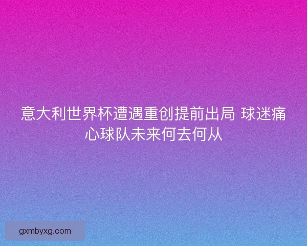 意大利世界杯遭遇重创提前出局 球迷痛心球队未来何去何从