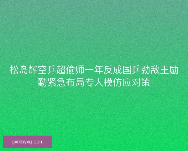 松岛辉空乒超偷师一年反成国乒劲敌王励勤紧急布局专人模仿应对策