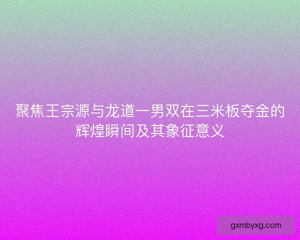 聚焦王宗源与龙道一男双在三米板夺金的辉煌瞬间及其象征意义